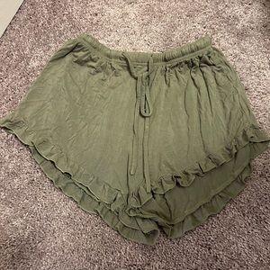 Green fabric shorts